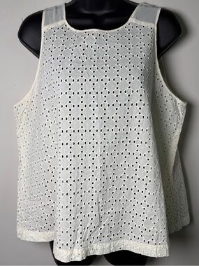 LOFT Petites Eyelet Tank Top Quiet Luxury Cream Cottagecore Size LP